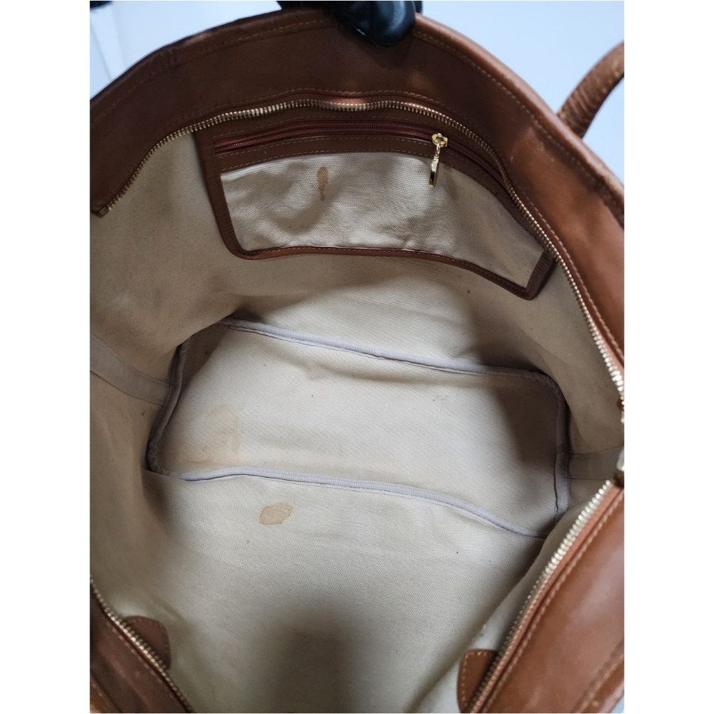 MCM Visetos Striped Shopper Tote Bag Cognac - Picture 14 of 14